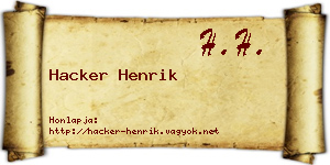 Hacker Henrik névjegykártya
